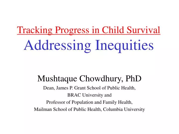 tracking progress in child survival addressing inequities