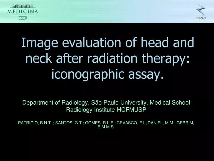 image evaluation of head and neck after radiation therapy iconographic assay