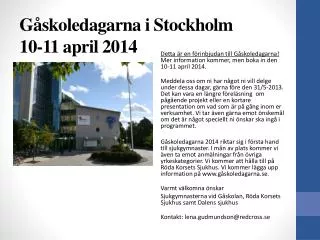 g skoledagarna i stockholm 10 11 april 2014