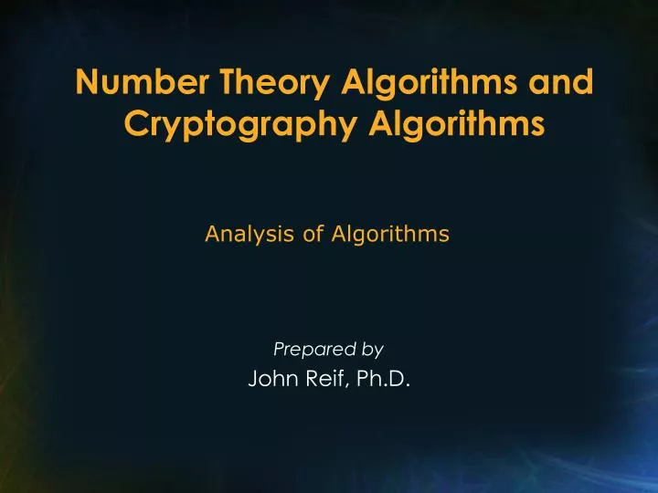 number theory algorithms and cryptography algorithms