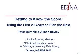 Getting to Know the Score: Using the First 20 Years to Plan the Next