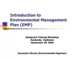 Introduction to Environmental Management Plan (EMP)