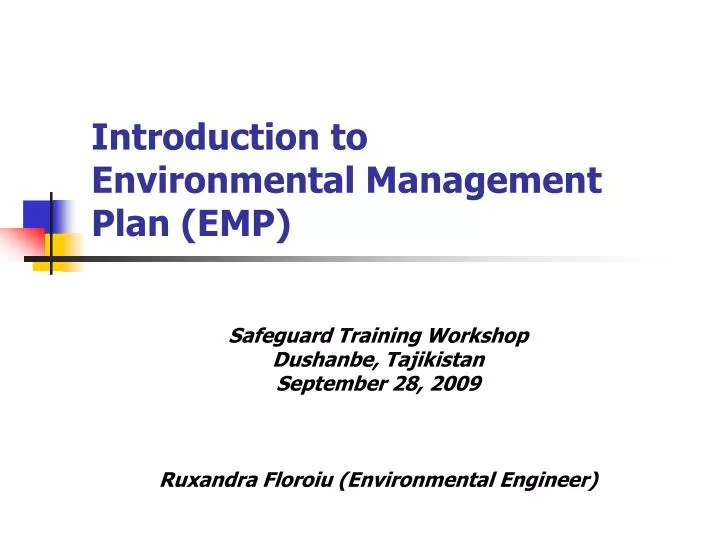 introduction to environmental management plan emp