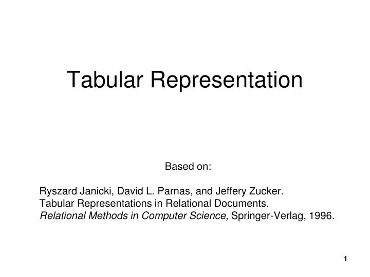 tabular representation