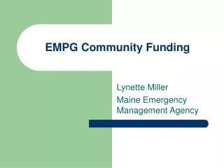 EMPG Community Funding