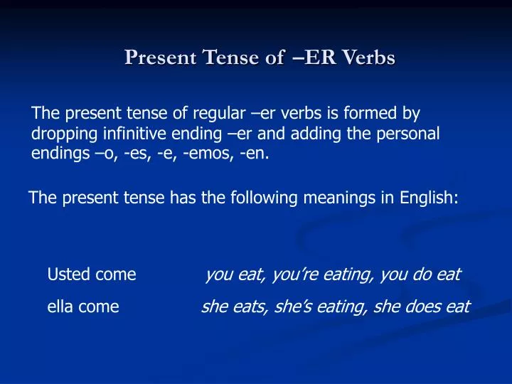 present tense of er verbs