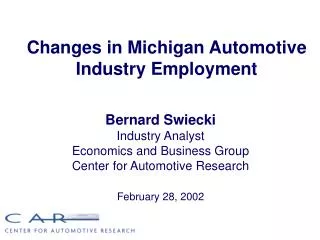 Changes in Michigan Automotive Industry Employment