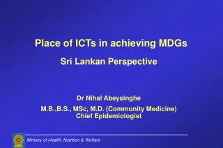 Sri Lankan Perspective Dr Nihal Abeysinghe