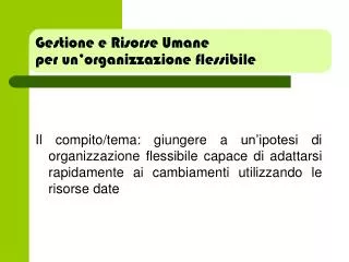 gestione e risorse umane per un organizzazione flessibile