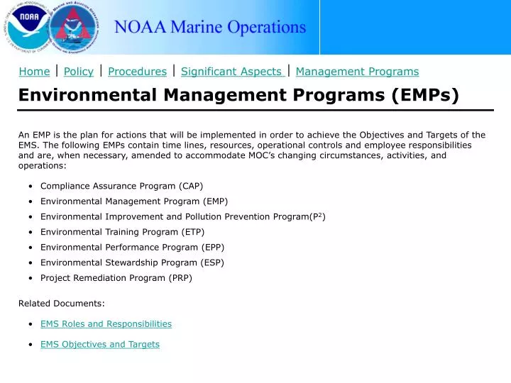 environmental management programs emps