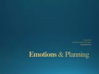 Emotions &amp; Planning