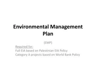 Environmental Management Plan