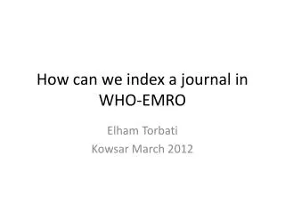 How can we index a journal in WHO-EMRO