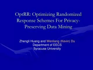 OptRR: Optimizing Randomized Response Schemes For Privacy-Preserving Data Mining