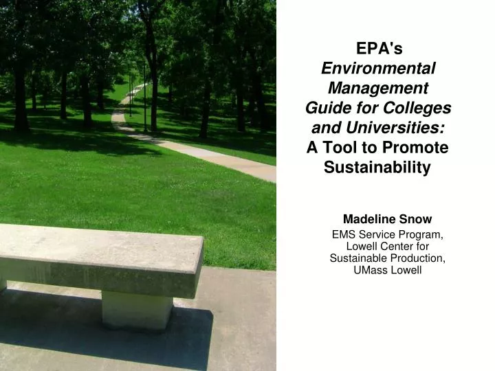 epa s environmental management guide for colleges and universities a tool to promote sustainability