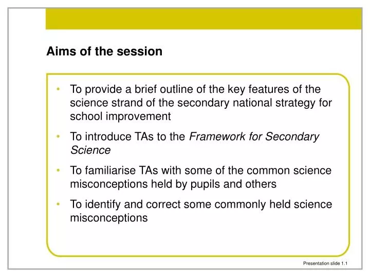 aims of the session