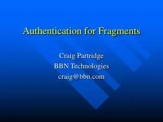Authentication for Fragments