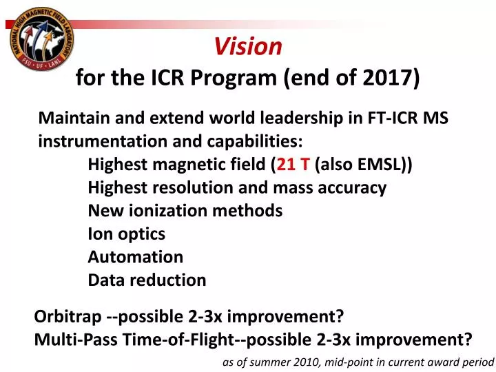 vision for the icr program end of 2017