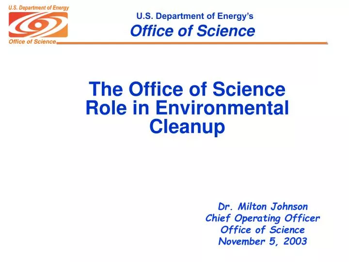 the office of science role in environmental cleanup