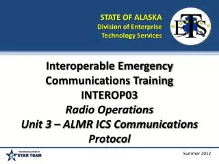STATE OF ALASKA Division of Enterprise Technology Services