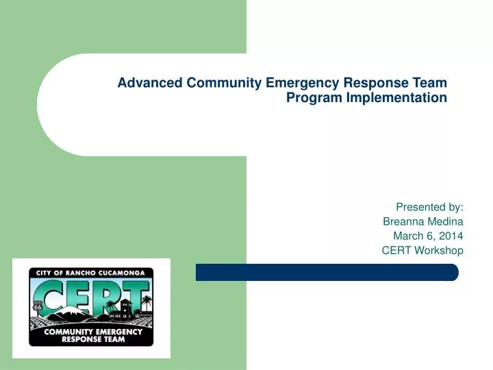 advanced community emergency response team program implementation