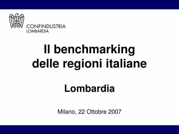 il benchmarking delle regioni italiane