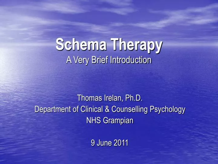 schema therapy a very brief introduction