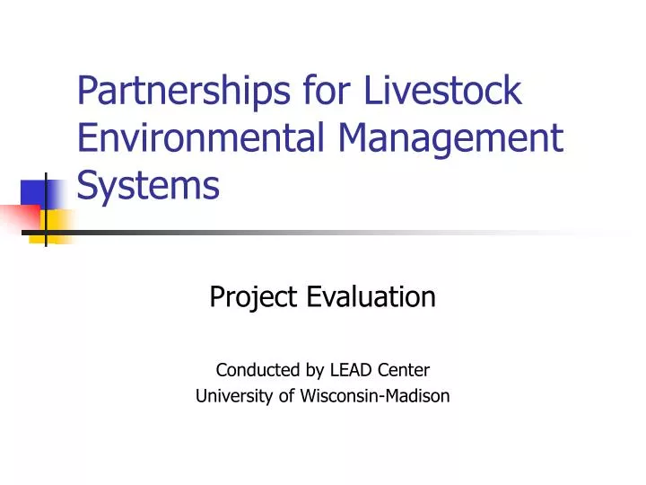 partnerships for livestock environmental management systems