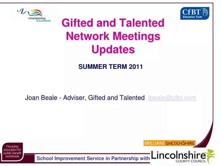 gifted and talented network meetings updates