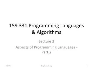 159.331 Programming Languages &amp; Algorithms