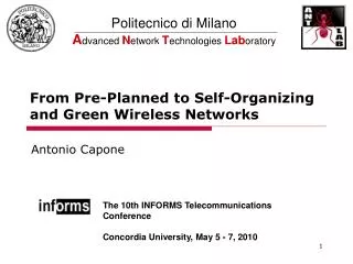 From Pre-Planned to Self-Organizing and Green Wireless Networks