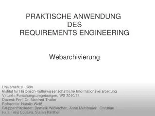 praktische anwendung des requirements engineering webarchivierung