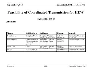 Feasibility of Coordinated Transmission for HEW