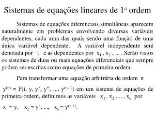 sistemas de equa es lineares de 1 a ordem