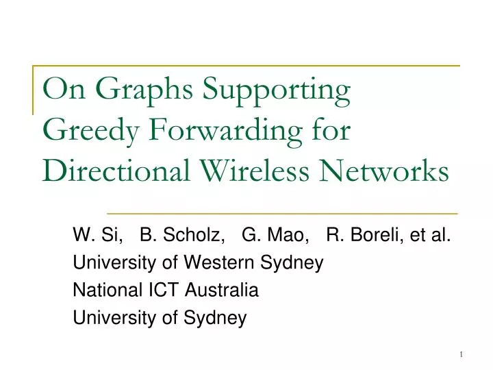 on graphs supporting greedy forwarding for directional wireless networks