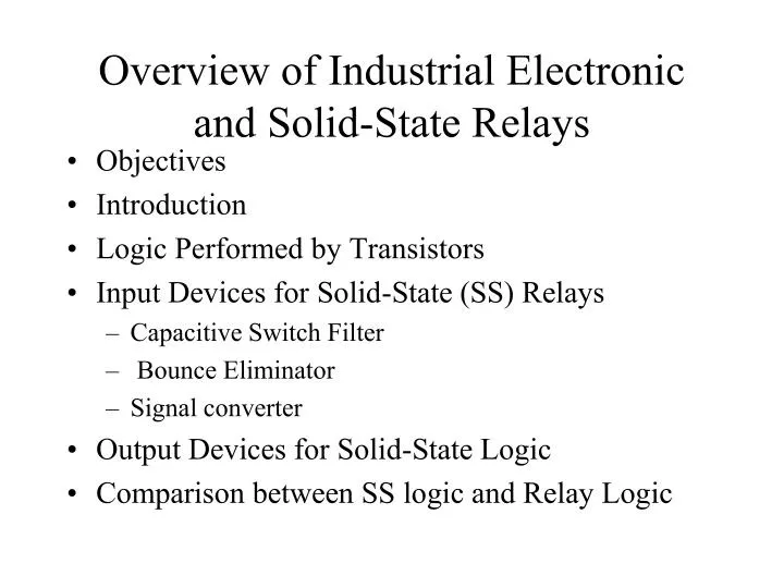 overview of industrial electronic and solid state relays