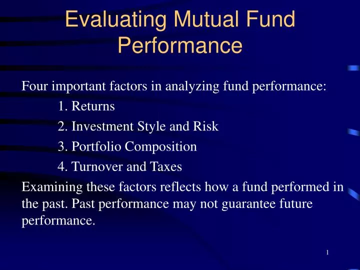 evaluating mutual fund performance