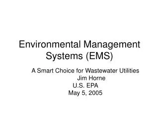 Environmental Management Systems (EMS)