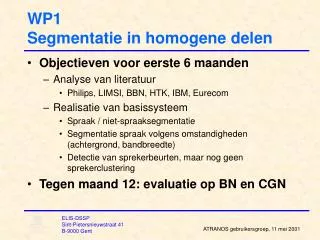 wp1 segmentatie in homogene delen