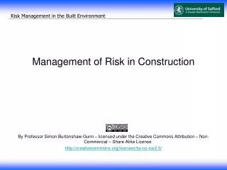 Management of Risk in Construction