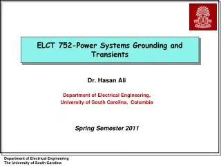 ELCT 752-Power Systems Grounding and Transients