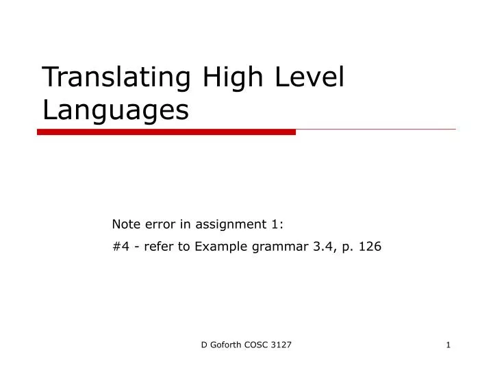 translating high level languages