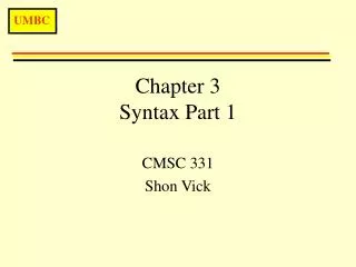 Chapter 3 Syntax Part 1