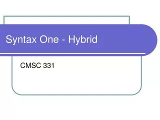 Syntax One - Hybrid
