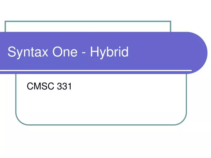 syntax one hybrid