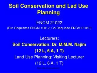 Soil Conservation and Lad Use Planning