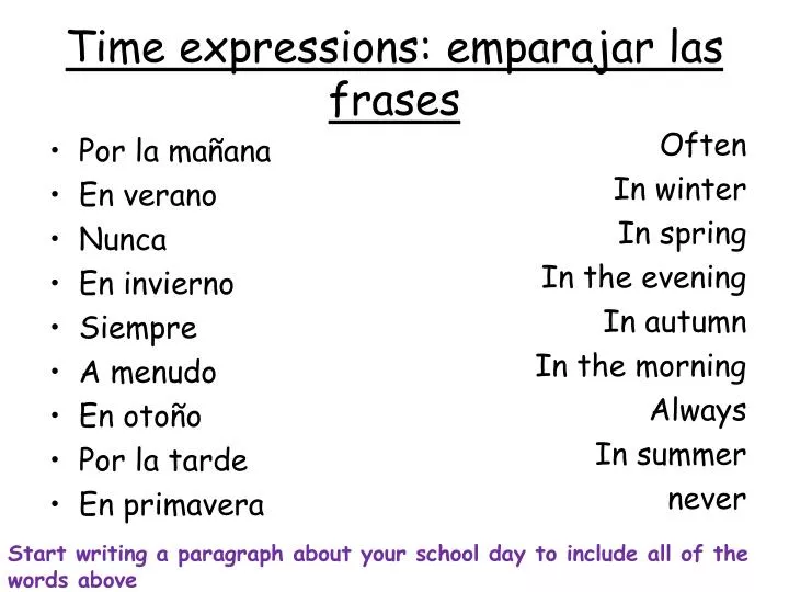 time expressions emparajar las frases