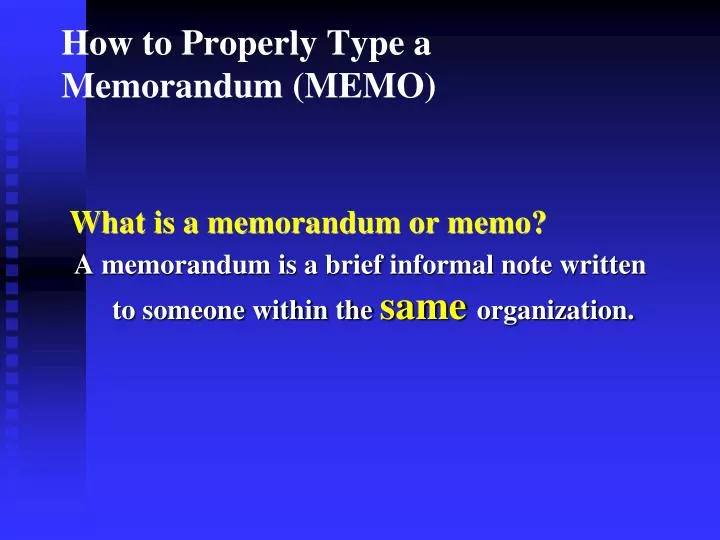how to properly type a memorandum memo
