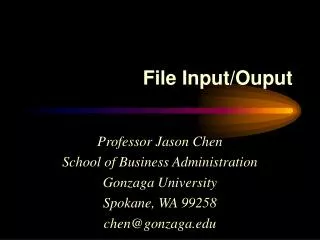 File Input/Ouput