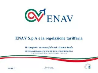 enav s p a e la regolazione tariffaria